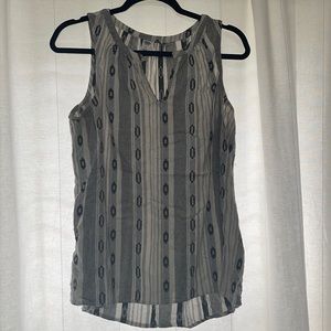 Embroidered white and black tank top